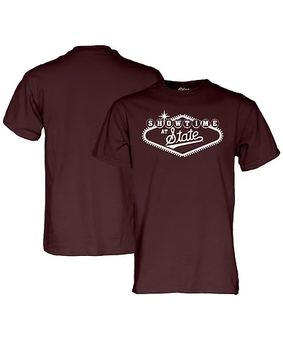 Blue 84 Men's and Women's Maroon Mississippi State Bulldogs Showtime at T-Shirt