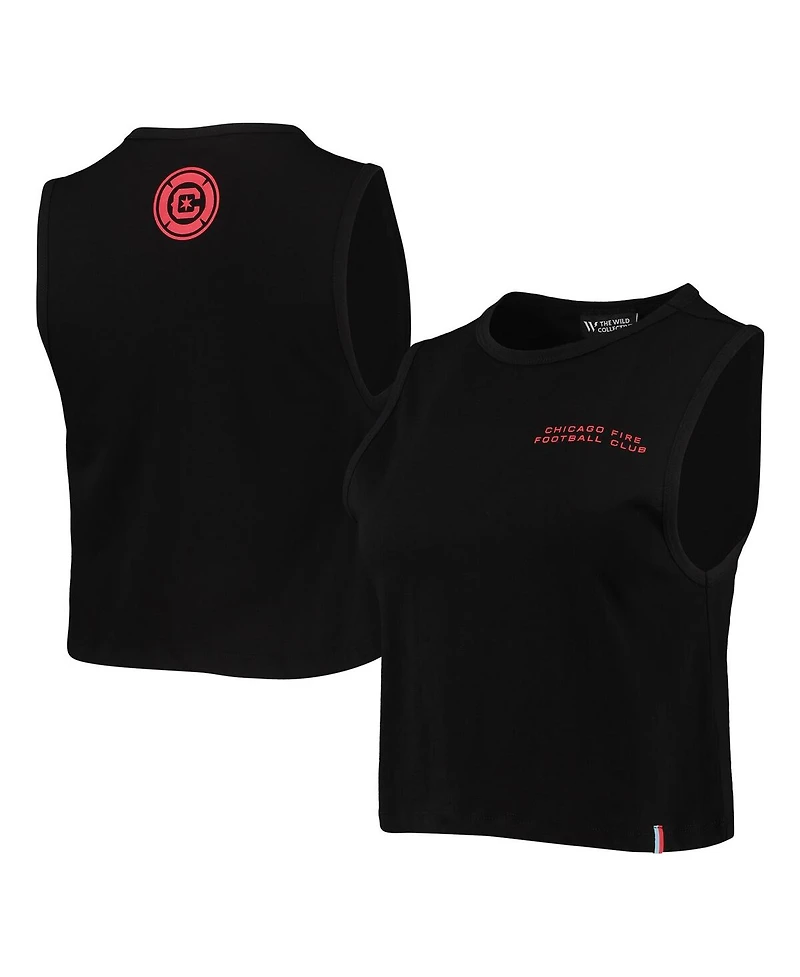 The Wild Collective Women's Black Chicago Fire Crop Muscle Tri-Blend Tank Top