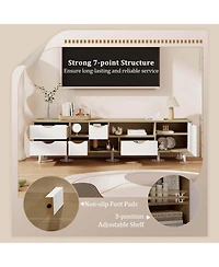 Costway Tv Stand for TVs up to 65" with Storage 5 Drawers & 3 Open Shelves for Bedroom