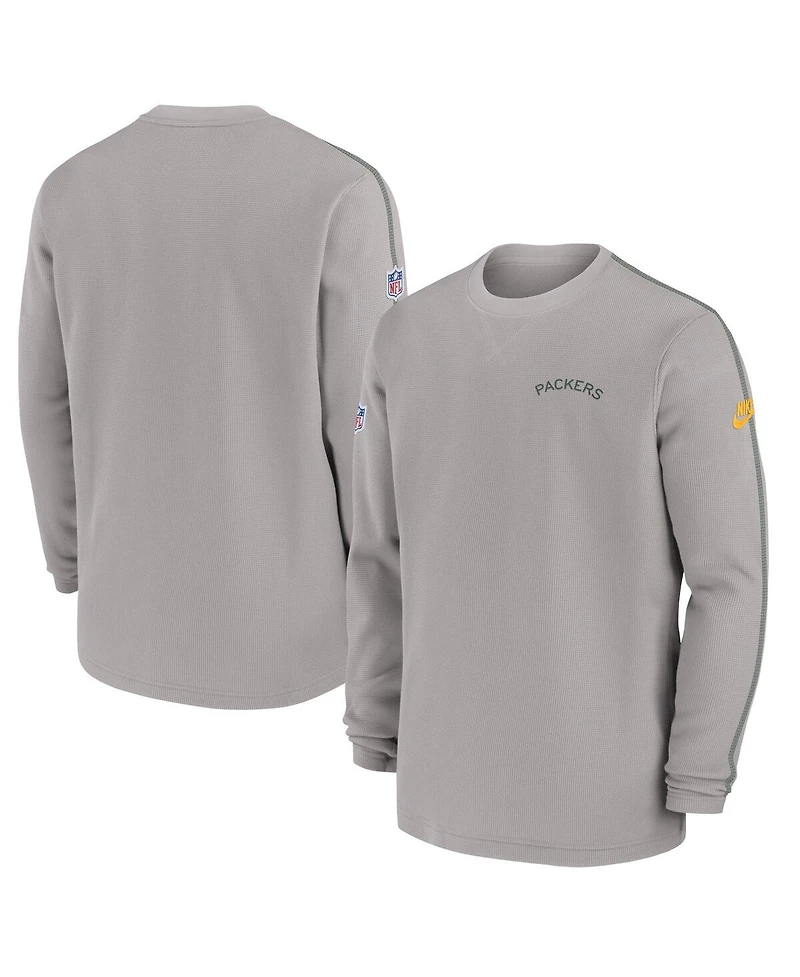 Nike Men's Gray Green Bay Packers Alternate Logo Coach Long Sleeve T-Shirt