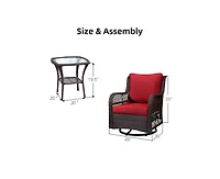 gaomon Idealhouse 3 Pieces Outdoor Wicker Swivel Rocker Patio Set, 360 Degree Swivel Rocking Chairs Elegant Wicker Patio Bistro Set with Premuim Cushi