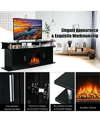 Gymax 63'' Fireplace Tv Stand W/18'' 1500W Electric Fireplace up to 70'' Black
