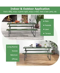 Costway 6 Ft Picnic Table Bench Set Outdoor Dining Table & 2 Benches with Metal Frame