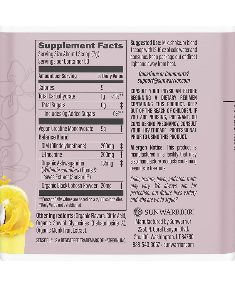 Sunwarrior Us Active Creatine For Her, Yuzu Coconut, 370.5gm