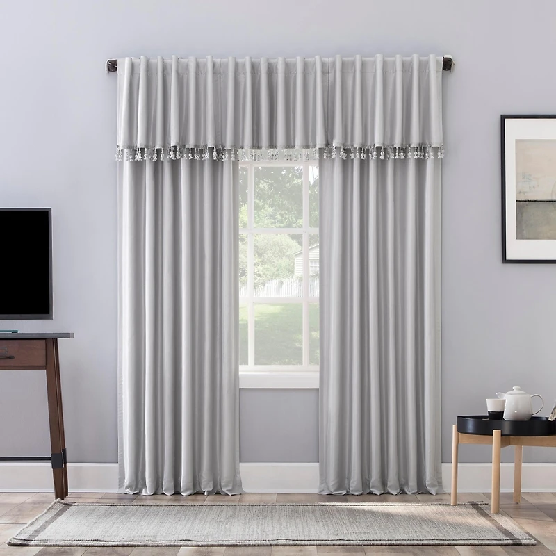 Evelina Faux Dupioni Silk Thermal Extreme 100% Blackout Back Tab Curtain Panel