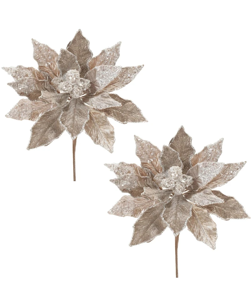 Slickblue Poinsettia Stems (Set of 2) - Festive Holiday Floral Accents