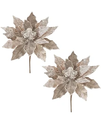 Slickblue Poinsettia Stems (Set of 2) - Festive Holiday Floral Accents