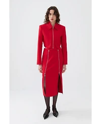 Nocturne Women's Pencil Skirt with Zipper Design