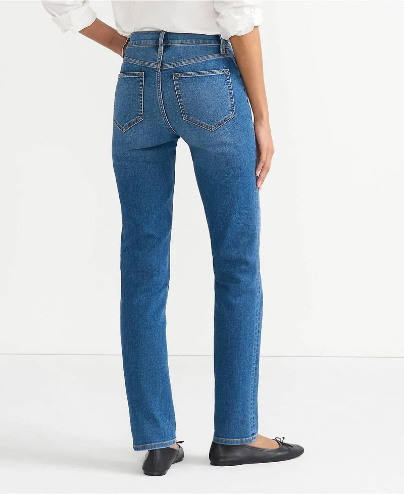 Lands' End Women's Recover High Rise Straight Leg Blue Jeans