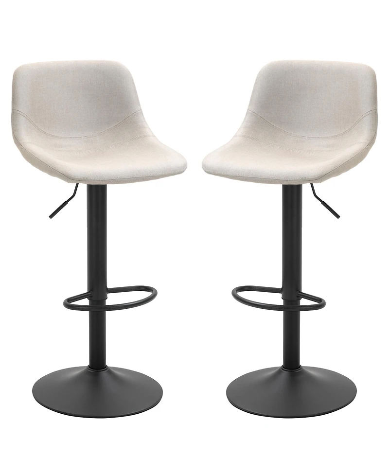 Homcom Adjustable Bar Stools, Swivel Bar Height Chairs, Cream White