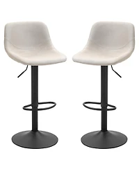 Homcom Adjustable Bar Stools, Swivel Bar Height Chairs, Cream White