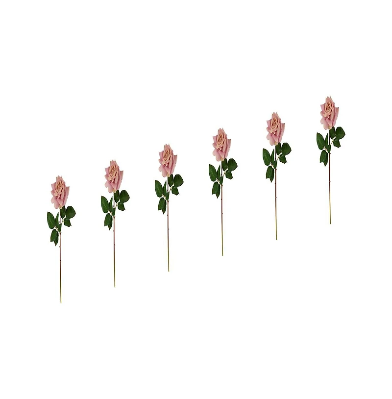 Slickblue 20” Rose Artificial Flowers - Set of 6 Faux Blooms for Classic Floral Decor