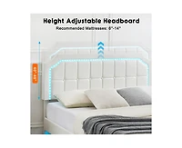 gaomon Floating Bed Frame King Size with Rgb Led Lights, Upholstered Platform King Bed with Adjustable Headboard, Button Tafted Headboard No Box Sprin