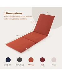 Costway 1 Pcs Outdoor Chaise Lounge Cushion with Hook & Loop Fastener Fixing Straps Patio