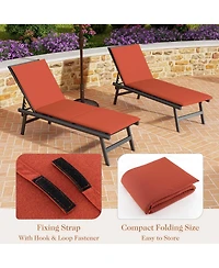 Costway 1 Pcs Outdoor Chaise Lounge Cushion with Hook & Loop Fastener Fixing Straps Patio
