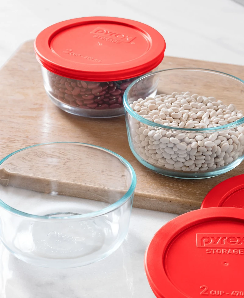 Pyrex 2-Cup Round Glass Storage Containers, 3-Pack