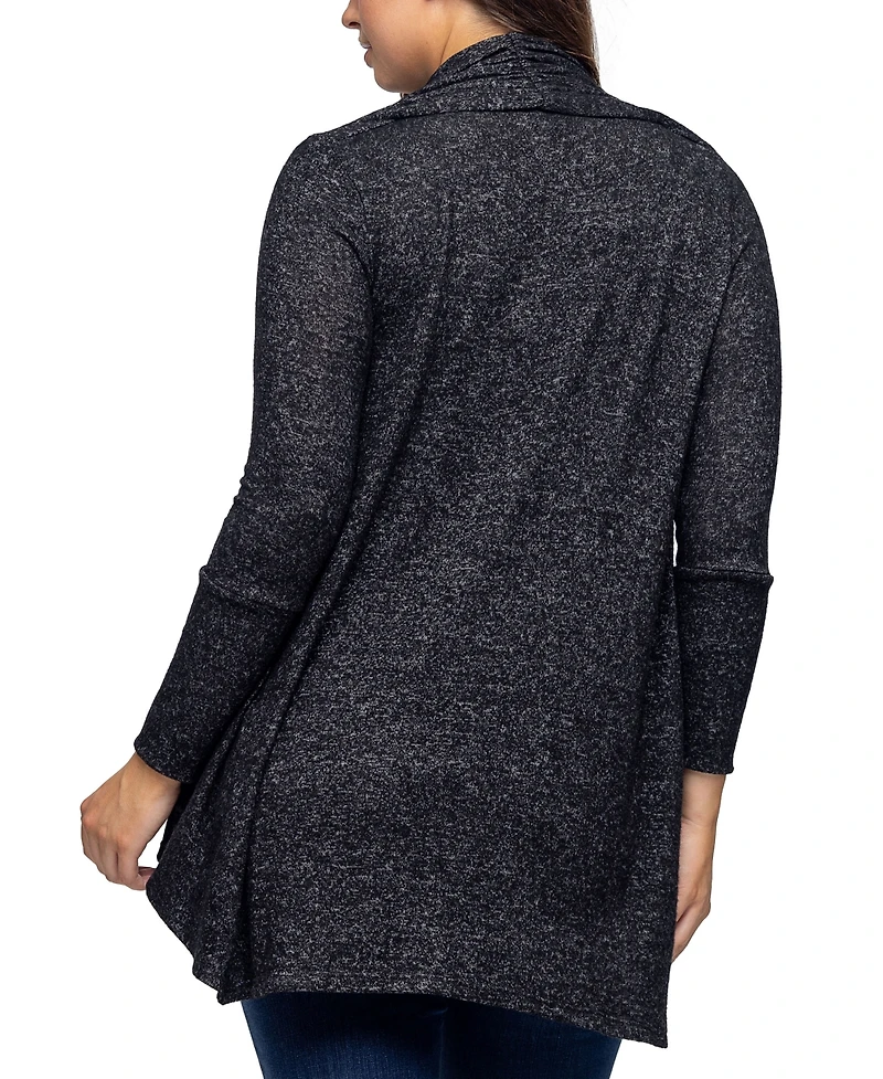 24seven Comfort Apparel Women's Open Front Long Sleeve High Low Cozy Cardigan