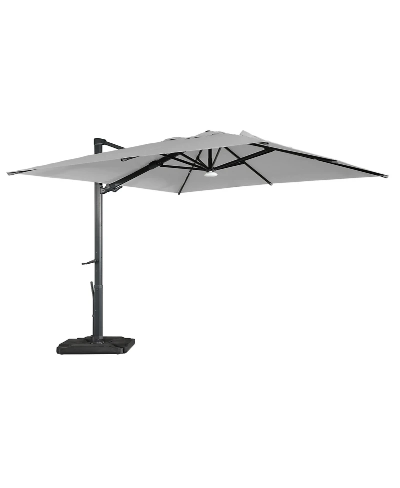 Boyel Living 10 ft. 360° Rotation Square Cantilever Patio Umbrella with Base and Bt