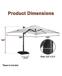 Boyel Living 10x13 ft. 360° Rotation Cantilever Patio Umbrella with BaseandBT