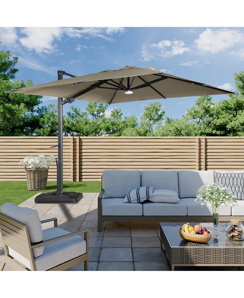 Boyel Living 10 ft. 360° Rotation Square Cantilever Patio Umbrella with Base and Bt