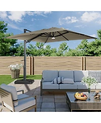 Boyel Living 10 ft. 360° Rotation Square Cantilever Patio Umbrella with Base and Bt