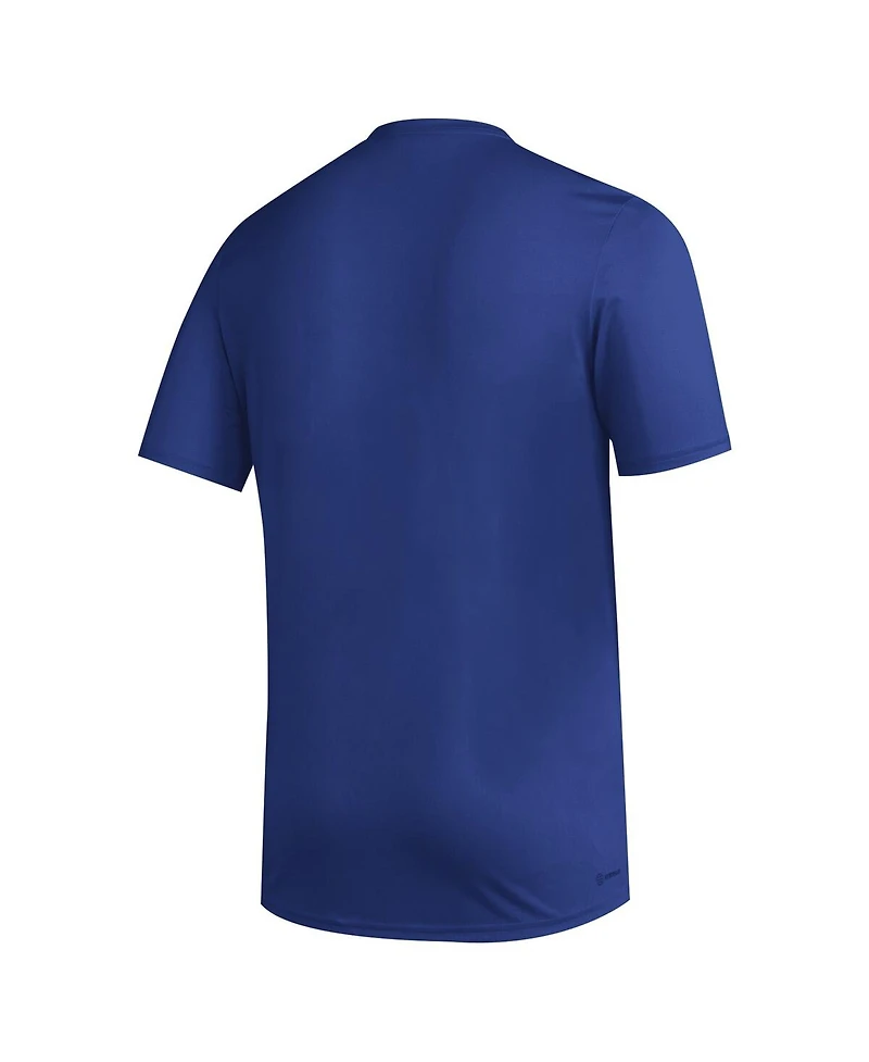 Adidas Men's Royal Kansas Jayhawks Primary Locker Logo Pre-Game Aeroready T-Shirt