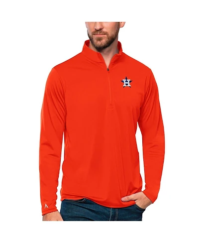 Antigua Men's Orange Houston Astros Tribute Quarter-Zip Pullover Top