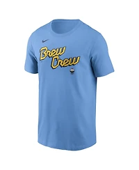 Nike Men's Christian Yelich Powder Blue Milwaukee Brewers City Connect Fuse Name Number T-Shirt