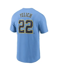 Nike Men's Christian Yelich Powder Blue Milwaukee Brewers City Connect Fuse Name Number T-Shirt