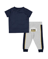 Colosseum Baby Boys and Girls Navy/Heather Gray West Virginia Mountaineers Ka-Boot-It Jersey Pants Set