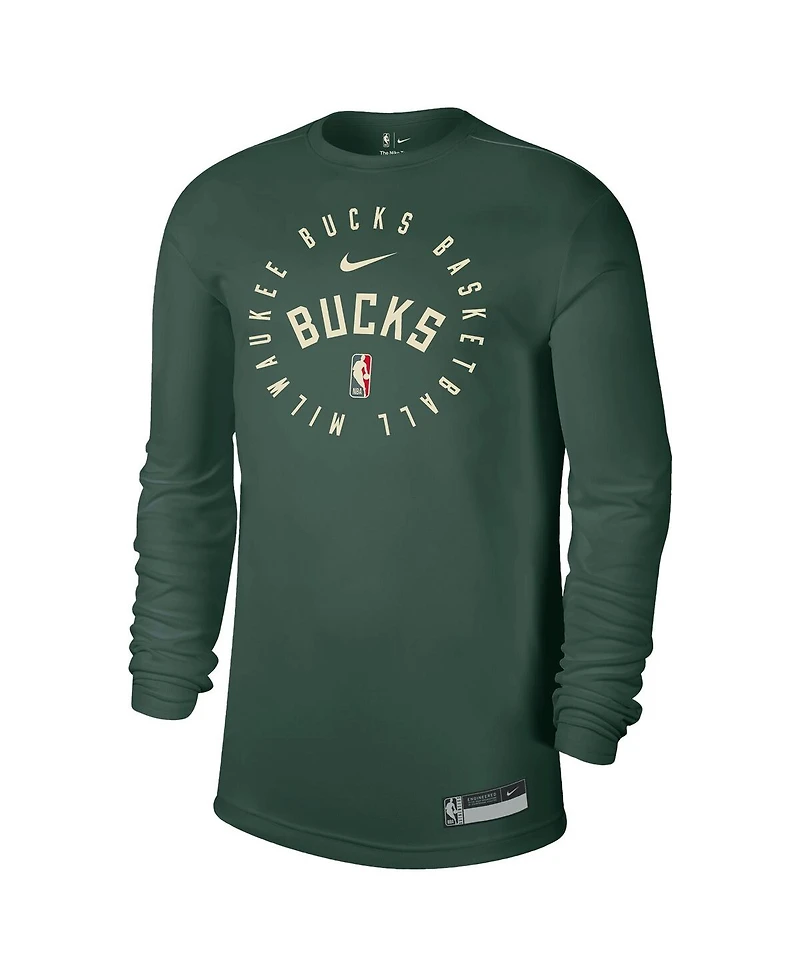Nike Men's Hunter Green Milwaukee Bucks 2024/25 Legend On-Court Practice Long Sleeve T-Shirt
