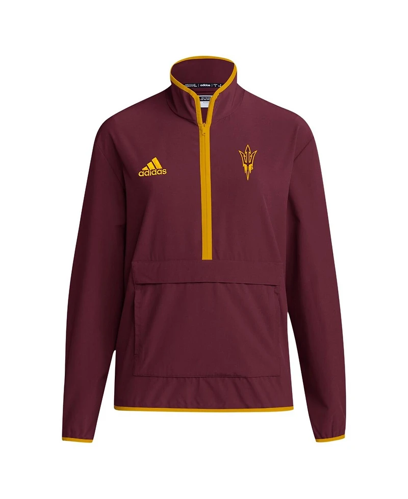 Adidas Men's Maroon Arizona State Sun Devils Coaches Sideline Half-Zip Jacket