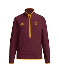 Adidas Men's Maroon Arizona State Sun Devils Coaches Sideline Half-Zip Jacket