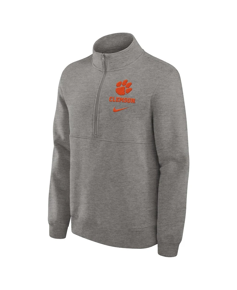 Nike Men's Heather Gray Clemson Tigers Primetime Club Half-Zip Sweatshirt