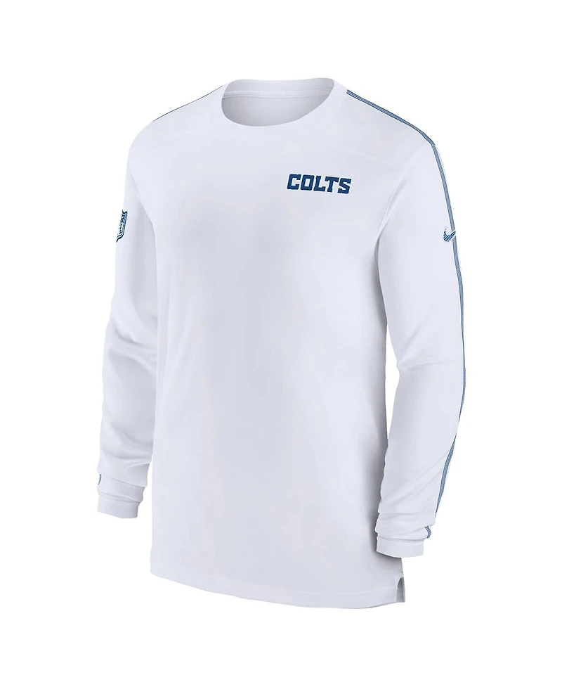 Nike Men's White Indianapolis Colts Sideline Coach Uv Performance Long Sleeve T-Shirt