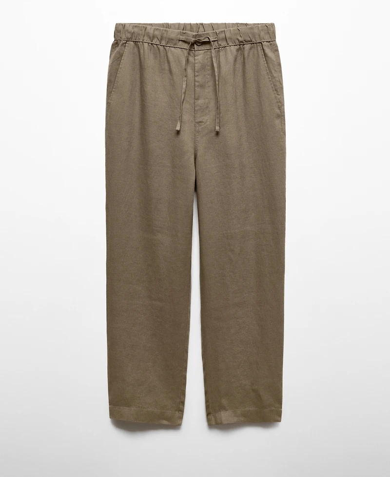 Mango Men's 100% Linen Drawstring Pants