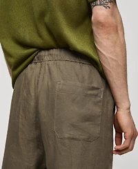 Mango Men's 100% Linen Drawstring Pants
