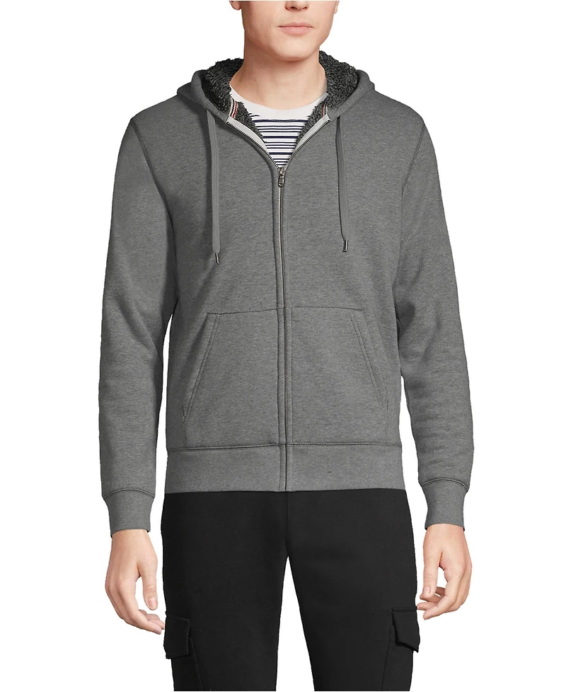 Lands' End Men's Tall Serious Sweats Full Zip High Pile Fleece Hoodie