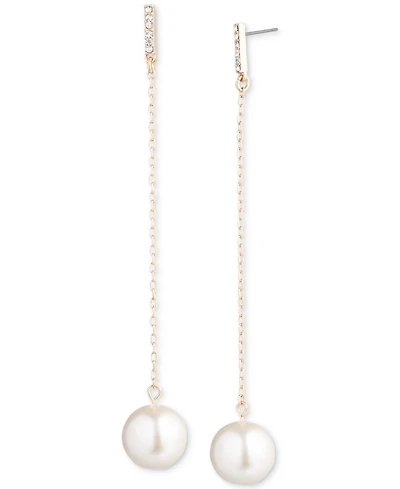 Emily in Paris Gold-Tone Pave & Imitation Pearl Linear Drop Earrings