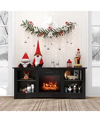 Gymax 58'' Tv Stand with 18'' Electric Fireplace Heater 3-Adjustable Shelves for 65'' Tv