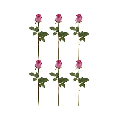 Slickblue 21" Rose Bud Artificial Flowers - Set of 6 Faux Blooms for Elegant Arrangements