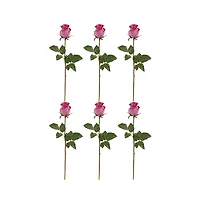 Slickblue 21" Rose Bud Artificial Flowers - Set of 6 Faux Blooms for Elegant Arrangements