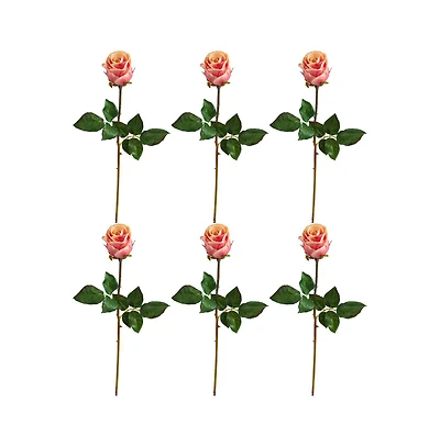 Slickblue 21" Rose Bud Artificial Flowers - Set of 6 Faux Blooms for Elegant Arrangements