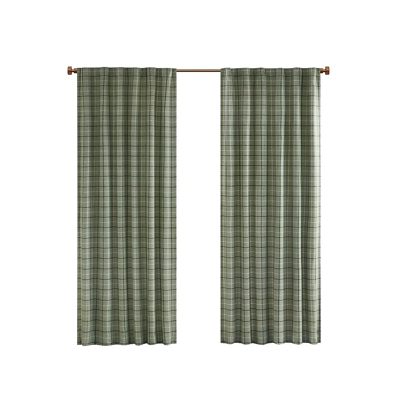 Anaheim Plaid Curtain 1 Panel for bedroom, Rob Pocket/Back Tab fit up to 1.25 inches rod Single Living Room, Width 50 length 95 inch