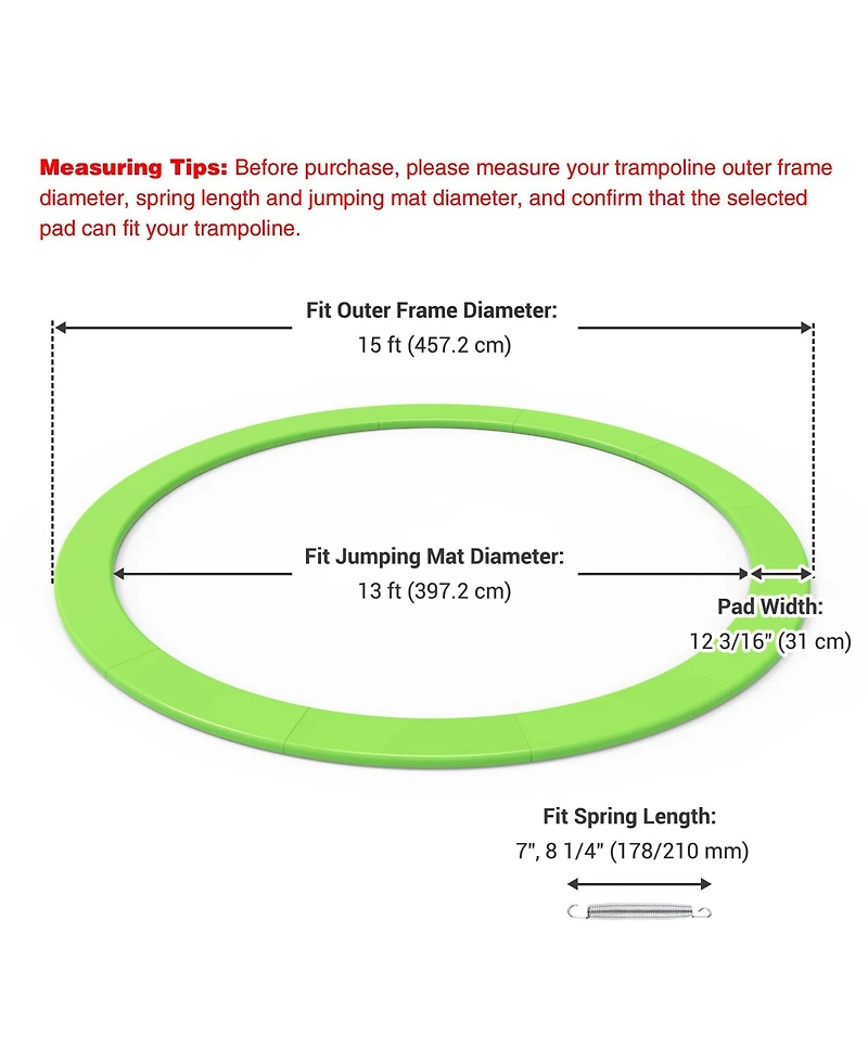 Yescom 15 Ft Universal Replacement Round Trampoline Safety Pad Pvc Epe Foam Protection