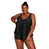 Avenue Plus Size V Tiered Tankini Top
