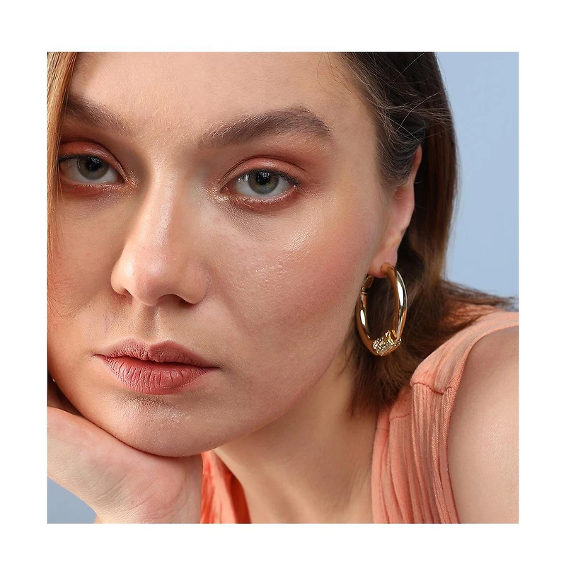 Sohi Women's Textured Hoop Earrings
