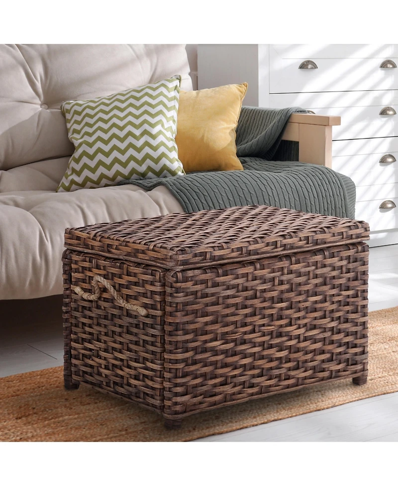 Jonathan Y Jacob Handwoven Wicker Storage Trunk