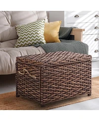 Jonathan Y Jacob Handwoven Wicker Storage Trunk