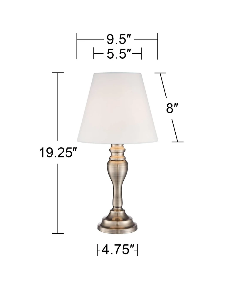 Regency Hill Thom Traditional Desk Lamp 19 1/4" High Brass Candlestick Touch On Off White Bell Shade for Bedroom Living Room Bedside Nightstand O